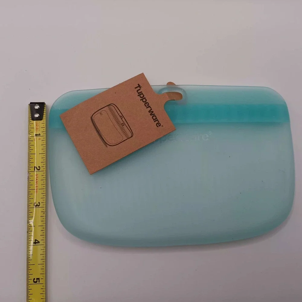 Tupperware Ultimate Silicone Bag Teal Blue Reusable Food Storage Zip Top Pouch